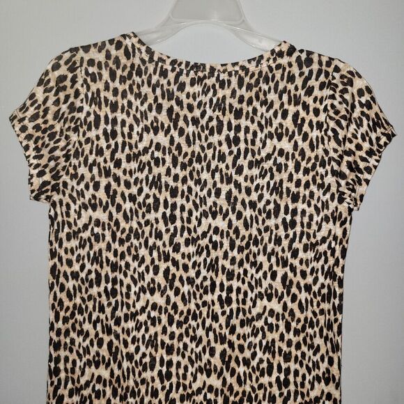 Ann Taylor Loft Linen Cheetah Animal Print Short Sleeve Tshirt Shirt Womens XS - Picture 10 of 11